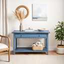 Alaterre Furniture Rustic Cottage Media Console Table, Antique Blue with 1 Drawer and 1 Shelf, Hardwood Construction, Ideal for Living Room or Entryway, 42" x 16" x 28"