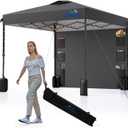 8X8 Pop Up Canopy Tent,Removable Pockets Sidewall for Extra Storage,Easy Up Canopy,Heavy Duty One Person Set Up Event Tent,Grey