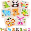 Wooden Puzzles for Toddlers 1-3, Pack of 8 Toddler Animal Puzzles Ages 2-4, Montessori Educational Animals Jigsaw Puzzles Christmas Birthday Gift for Baby Girl Boy Ages 1 2 3 4 Year Old