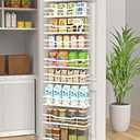 9-Tier Over The Door Pantry Organizer, Metal Pantry Organizers and Storage with Adjustable Basket, Spice Rack Seasoning Shelves, Over the Door Organizer for Pantry Kitchen Laundry Bathroom (White)