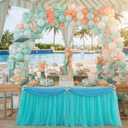 Flutesan 2 Pcs 9 ft Mermaid Tutu Table Skirt Tables Cloth Set Mermaid Tablecloth Table Decoration Ocean Theme Party Decorations for Under The Sea Baby Birthday Wedding Baby Shower