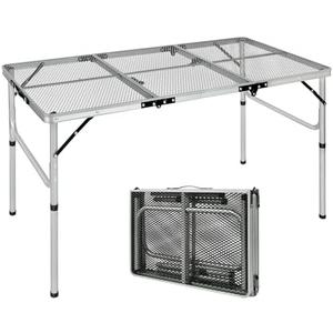 RedSwing Portable Grill Table for Outside, Aluminum Folding Grill Stand Table for Outdoor Camping Picnic BBQ, Lightweight Adjustable Height, (48"x24"x15"/28" Sliver)