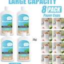 Leak-Proof Empty Mouthwash Bottles Containers for Cruise: 64oz in Total - Reusable - Easy to Pack in Checked Luggage - Includes Spout, Funnel