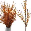 5 Pcs 29.5" Long Fake Fall Flowers Burnt Orange Jasmine Fall Floral Stems for Wedding Thanksgiving Bouquets Dried Autumn Orange Fake Flowers for Vases Home Parties Thanksgiving Decor