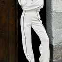 BTFBM Women's Two Piece Tracksuit Spring 2026 Long Sleeve Zip Up Sweatshirt Long Pants Outfits Jogger Sweatsuit Sets (L)
