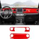 RT-TCZ Center Console Trim Cover Dashboard Control Panel Cover Decorative Interior Accessories for Jeep Wrangler JL JLU & Gladiator JT 2018-2023, Red