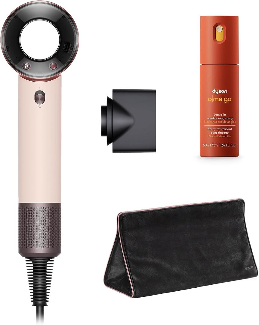 Dyson Supersonic Travel Styling Duo (Supersonic Travel™ Hair Dryer + Omega™ Leave-in Conditioning Spray) + Supersonic™ Travel Bag Black/Rose