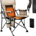 Heated Camping Chair with 20,000 mAh Battery, Loog-Lasting for 500 Mins, Fully Padded Heated Camp Chairs, Heavy Duty Folding Chairs Supports 500 lbs for Winter Camping, Picnics, Tailgating, RV Travel, 20.5in x 17in x 41.5in
