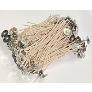 CD Candle Wicks - 6 Inches - Custom Assemblies (Pre-Waxed with Sustainer Tabs) - for DIY Candle Making Supplies - Made in USA - Hand Counted by US Veteran (CD - 6, 25, Piece)