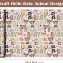 WRAPAHOLIC Kraft Baby Shower Wrapping Paper Roll - Mini Roll - 17 Inch x 16.5 Feet - Little Woodland Animal Wrapping Paper for Baby Shower, Kids Girls Boys Birthday