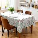 Eikione Rectangular Tablecloth 60x102In, Pink Flower ButterflyTableclothes Outdoor Washable Seasonal Table Cover for Party Picnic Dinner Decor