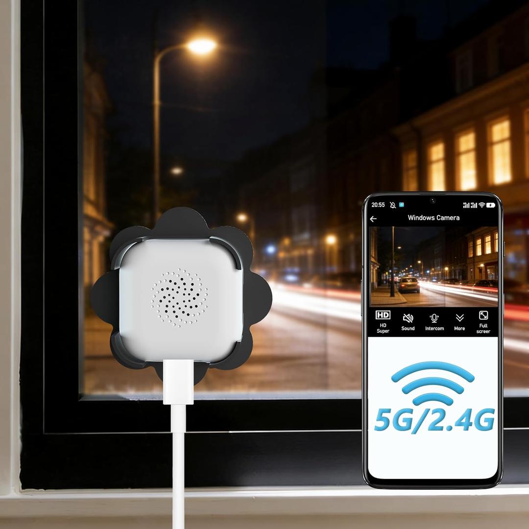 Uniter 2.5K No Drill Window Camera, 2.4GHz/ 5GHz WiFi Indoor Window Cameras for Home Security with Color Night Vision, Motion Detection, 24/ 7 Recording, Spotlight Siren, Real-Time Alerts, 2-Way Audio