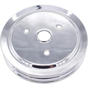 Plated Steel Crankshaft Pulley Double-Groove SWP Short Water Pump - Compatible with Small Block Chevy SBC 262 265 267 283 302 305 307 327 350 400