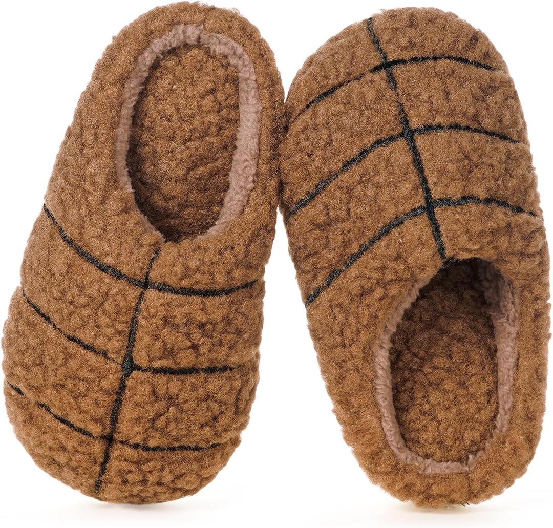 Kids Boys Girls Ball Sports Slippers Soft Plush Lined Winter Warm House Shoes Memory Foam Cozy Non-Slip Indoor Home Bedroom Slippers (13-14 Little Kid)