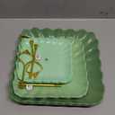 Lallisa 2 Pack Scalloped Cupcake Stand Dessert Plates Plastic Square Tiered Serving Stand Display Tower for Wedding, Birthday Party, Tea Party and Baby Shower(Green Gradient)