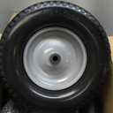 AR-PRO (2-Pack) 16x6.50-8 Flat-Free Tire and Wheel Assemblies, Relacement 16x6.5-8 Solid Turf Tire with Rim for Garden Tractor Riding Lawn Mowers, 3" Offset Hub and 3/4" Bushings (Silver)