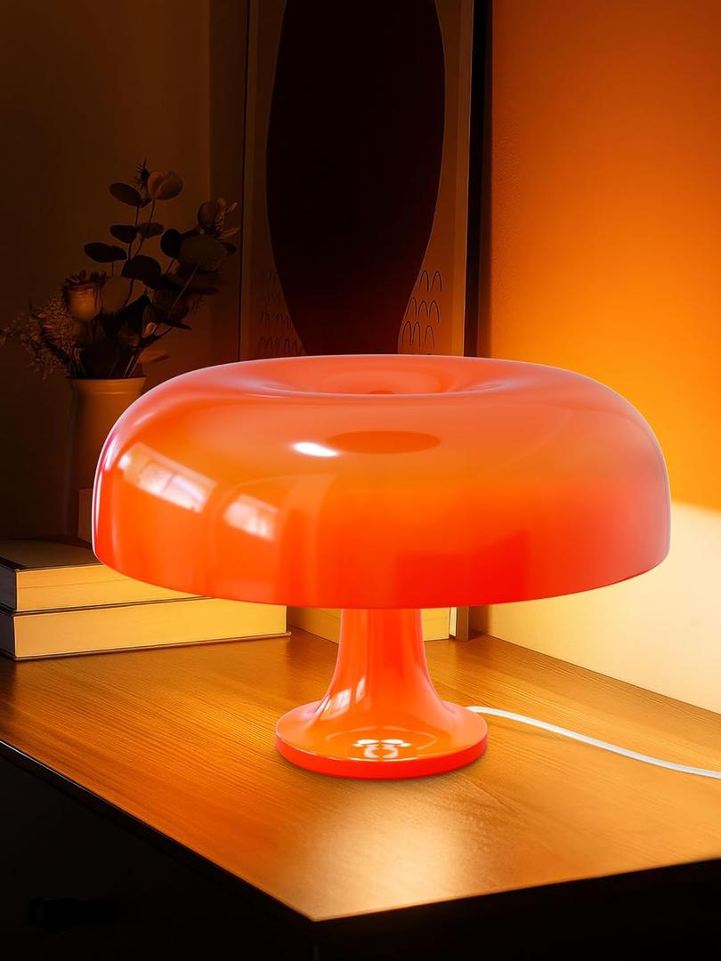 Orange Mushroom Lamp for Bedroom  Dimmable Vintage Mushroom Lamps Power 5W with 3 Lighting Colors & 10 Brightness  ABS + PVC Build, USB Powered, Bulb Included | Retro Lamp for Reading Room & Office