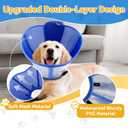 Upgraded Dog Cone Collar for Large Medium Dogs, Soft Dog Cone with Double-Layer Design, Adjustable Pet Recovery Collar for Dogs After Surgery, Elizabethan Collar (XXL, Blue)
