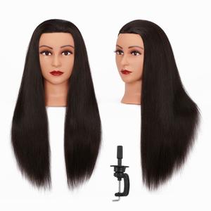 Mannequin Head Hair 26"-28" Synthetic Fiber Hair Styling Training Manikin Cosmetology Doll Head Braiding Hair Styling Hairdresser Training Model for Cutting Braiding - With Clamp Stand