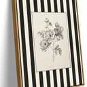 Yellow Framed Stripes Flower Canvas Wall Art Black White Striped Floral Painting Decor Pictures Vintage Sketch Plant Orchid Bedroom Living Posters Prints for Corridor Kitchen Room Decoration