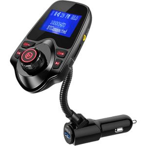 ONN Upgraded 2025 Bluetooth Car FM Transmitter, 1.44 LCD Display, Flexible Gooseneck, Hands-Free Calling, Dual USB Fast Charger, AUX & Micro SD Support for Cars, SUVs & Trucks