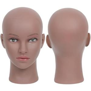 RUISIMEI Made of PVC Mannequin Head Bald Afro Female Cosmetology Manikin Head for Wigs Making Wig Display Hat Display Glasses Display Hairdressing Training Head Doll Head with Clamp