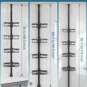 SEIRIONE Rustproof Shower Corner Caddy Organizer for Bathroom, 4-Tier Adjustable Bathroom Shelf with Tension Pole, Solid Rack Ideal for Bathtub Storage, 34 to 116 Inch Height, Black