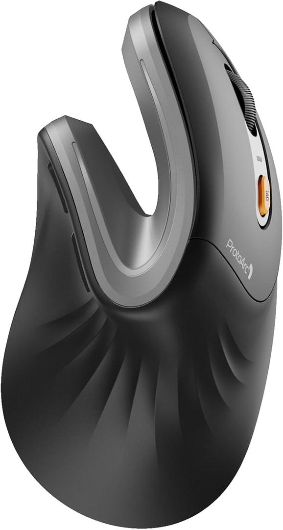 ProtoArc Ergonomic Mouse, EM11 NL Bluetooth Rechargeable Wireless Vertical Mouse, 3 Multi-Device Connectivity for Computer/PC/Laptop, 2.4GHz USB-A Optical Mice for Windows, Mac OS, Gray