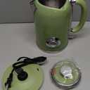 Electric Kettle 1.8L with Temperature Gauge, 1500W Fast Boiling Electric Tea Kettle, 100% Stainless Steel Retro-Style Hot Water Kettle Electric - Glowing LED Light, Auto Shut-Off & Boil-Dry Protection (Green)