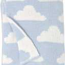 Living Textiles Blue Clouds Chenille Soft Baby Blanket Reversible Premium Cozy Fabric for Best Comfort - for Infant,Toddler,Newborn,Nursery,Boy,Unisex,Throw,Crib,Stroller,Gift, Blue Clouds 40x30