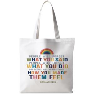 Motivational Canvas Tote Bag,Positive Affirmation Gifts for Women Men Reusable Grocery Shopping Tote Bag Purse