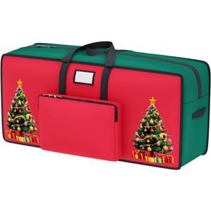 Christmas Tree Storage Bags 9FT Red Green Heavy Duty Christmas Tree Bag 600D Oxford Large Chirstmas Tree Storage Container with Reinforced Handles Xmas Tree Storage Bag for Artificial Trees