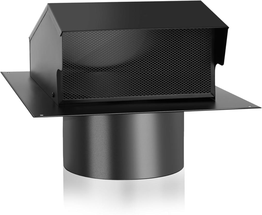 10 Inch Roof Vent Cap with Wind Damper and Mesh to Provide Flow of Fresh Air and Keep Critters Out,10 Inch Roof Exhaust Vent, Black