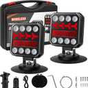 Wireless Trailer Lights, Rechargeable Magnetic LED Trailer Lights with Reverse Light, Portable Wireless Tow Tail Light Kit for Trucks, Boats, RVs, Campers (Dark Black)