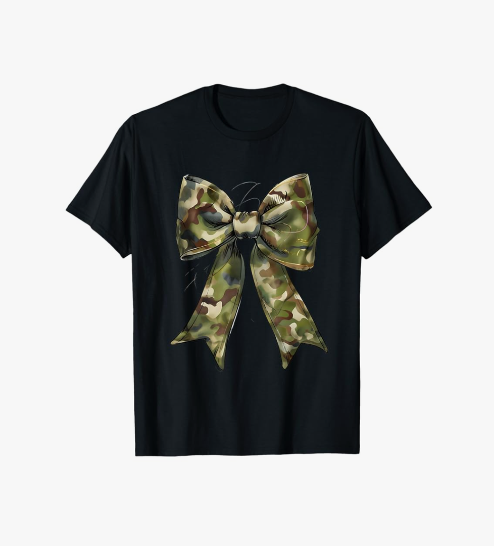Camouflage Old Camo Bow Camo Coquette Bow Hunting Women Girl T-Shirt, Size S