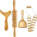 AICNLY 4 Pcs Wood Therapy Massage Tools for Body Shaping, Lymphatic Drainage Massager, Maderoterapia kit, Wooden Massage Roller, Anti-Cellulite Massager, Body Sculpting Tools Set