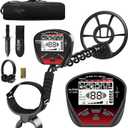 DR.TEK Metal Detector for Adults Professional, Pinpoint Metal Detector Waterproof Gold and Silver, Higher Accuracy, Bigger LCD Display, Strong Memory Mode, 10" IP68 Coil, New Advanced DSP Chip (Red)
