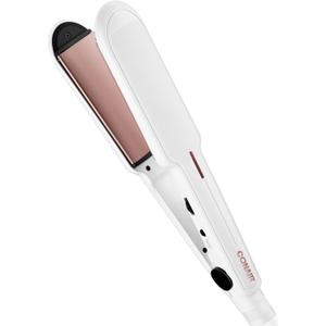 Conair Double Ceramic Flat Iron, 1-inch Flat Iron, 5 Heat Settings Up to 410F, Extra-Wide Floating Plates, For All Hair Types and Textures, White