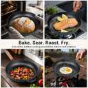 12" Cast Iron Skillets with Removable Wooden Handle, Pre-Seasoned Frying Pan for Stove, Oven, Grill & Campfire Cooking (1, 12")