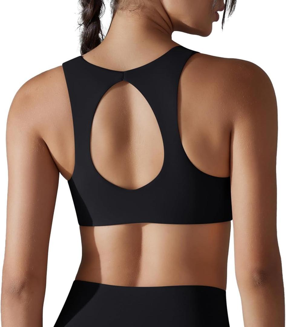 Women's Yoga Jogger Sports Bra, Plunging Neck Cutout Twist Front Racerback Bras for Women,Gym Sports Bra (X-Large, Black)