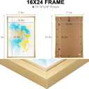 GULETHUN 16x24 Picture Frame, Gold Poster Frame, Home Decor Natural Gallery Frames, Horizontal or Vertical Format, Sturdy, Plexiglass, Large Wall Decor, for Photos, Artworks, Posters, 16x24in