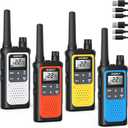 NXGKET Walkie Talkies for Adults Long Rang NOAA Weather Alerts, Rechargeable Walkie Talkies 2 Way Radio 22 FRS Channel with 1800mAh Li-ion Battery Charger USB-C Cable Outdoor Cruises Camping, 4 Pack (Orange & Yellow & White & Blue)