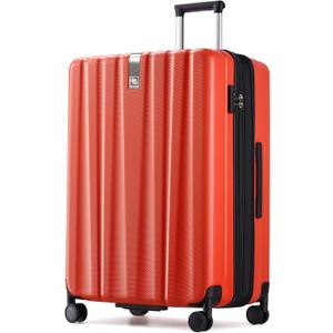 Hanke 29 Inch Expandable Checked Luggage Lightweight PC Hard Shell Luggage Suitcases with Wheels Tsa Luggage Rolling Large Suitcase Travel Luggage Bag for Study Abroad(Orange)