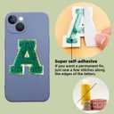 2 x Jongdari Chenille Letter Patches Self-Adhesive & Iron-On Letters, Varsity Fuzzy Patch Glitter Alphabet - 26pcs, Green