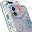 Jusy Compatible with iPhone 12, Colorful Retro Oil Painting Printed Flower Laser Glossy Pattern Cute Curly Wave Phone Case Soft TPU Cover for Girly Women - Blue Flower