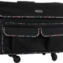 Everything Mary XXL Rolling Sewing Machine Case – Black Floral Wheeled Craft Bag – Compatible with Large Brother & Singer Machines – Durable Travel Storage Tote