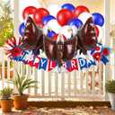 Whaline 63 Pcs Patriotic Balloons Set 3D Giant Eagle Foil Balloon 4th of July Red Blue White Latex Balloons with Ribbon for Independence Day Veterans Day Decor