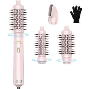 3 in 1 Rotating Hair Dryer Brush, Negative Ionic Professional Brush Blow Dryer with Detachable Brush(2" & 1.5"), 3 Heats and 2 Speeds Rotating Hot Air Brush for Curling, Straight, Drying