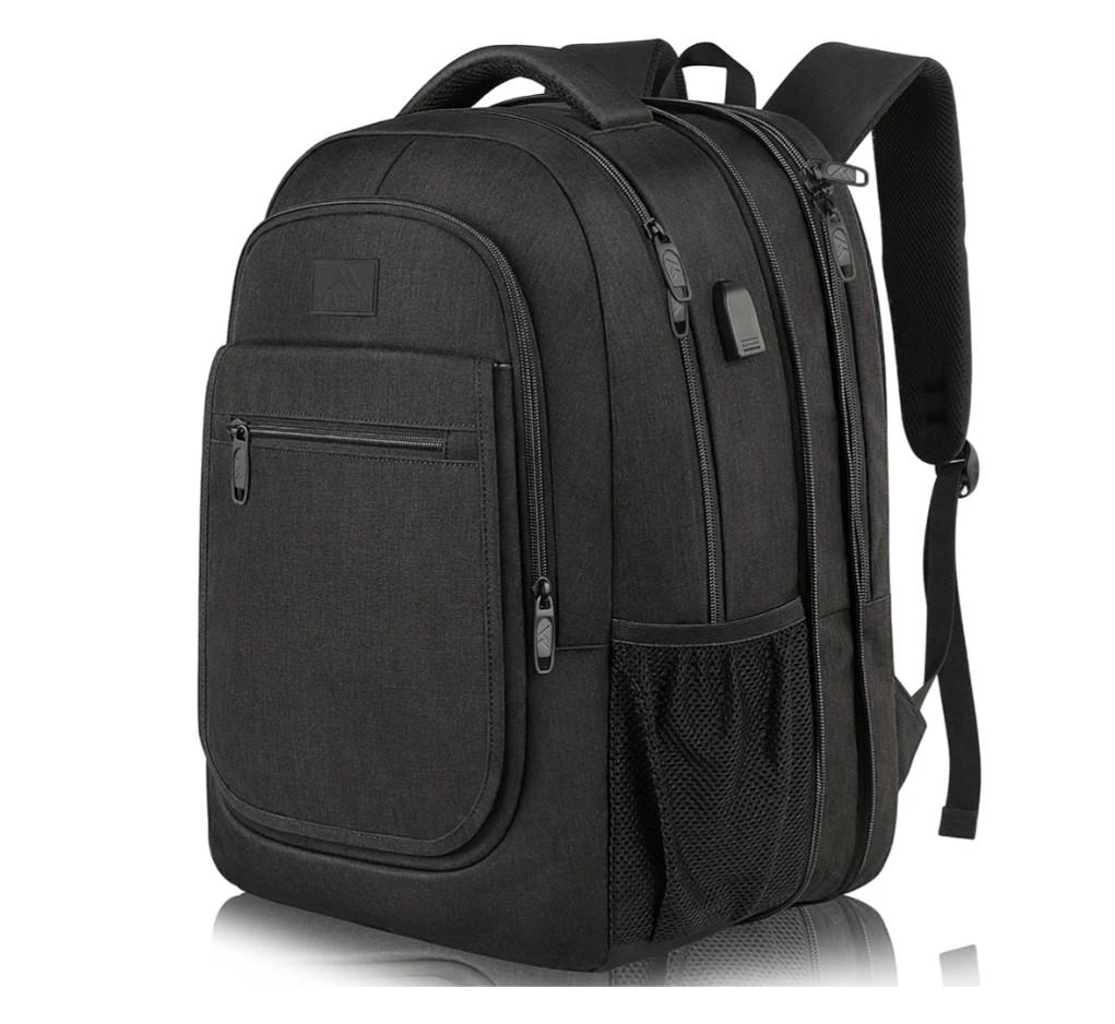 MATEIN Travel Backpack for Men, Expandable Laptop Backpack with USB Charging Port, Anti Theft Business Computer Bag Fit 15.6 Inch Laptop, Water Resistant College School Bookbag for Men Women, Black