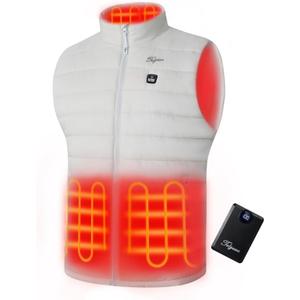 Telguua Heated Vest for Men with Battery Pack Included Warm Men's Heated Vests Electric Heating Vest Rechargeable (Large, White)